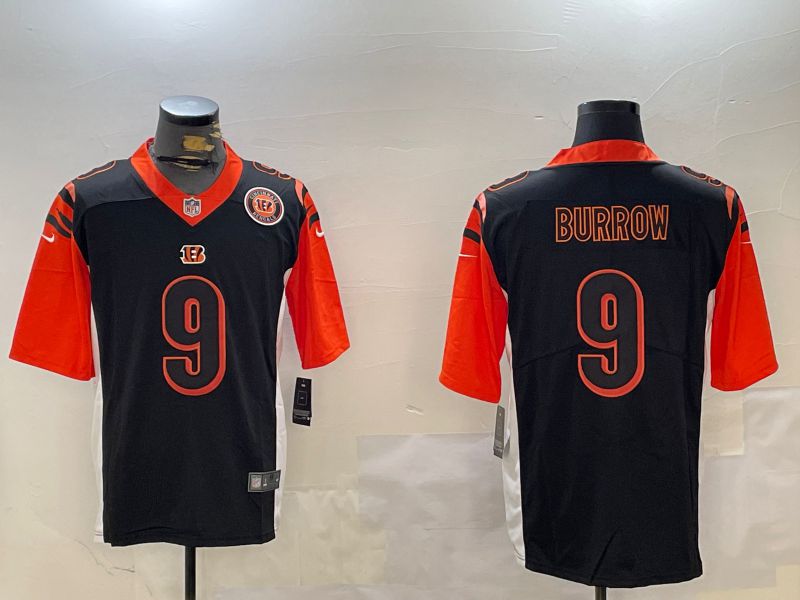 Men Cincinnati Bengals #9 Burrow Black Second generation 2024 Nike Limited NFL Jersey style 2->cincinnati bengals->NFL Jersey